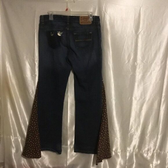 Express 70s Y2K Vintage Flare Bell Bottom Hippie Flower Embroidered Jeans 12 - Picture 4 of 12